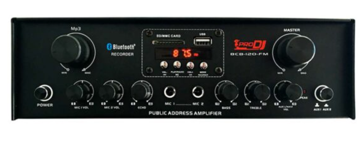 Amplificador ambiental Pro DJ BCB-120-FM de 70 W con Bluetooth y radio FM