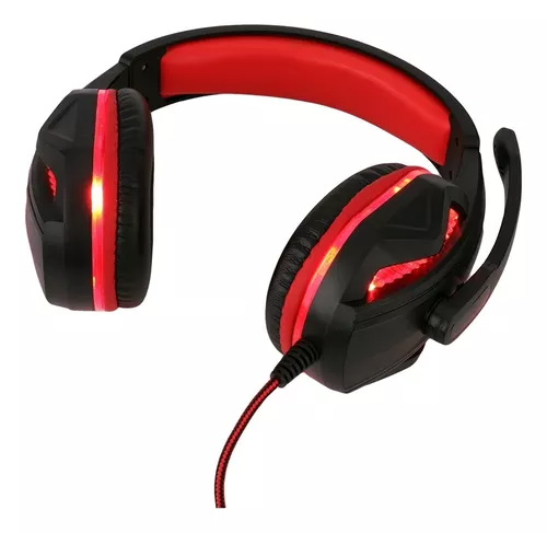 Diadema gamer RXE HDP-G05L negra y roja con micrófono e iluminación LED
