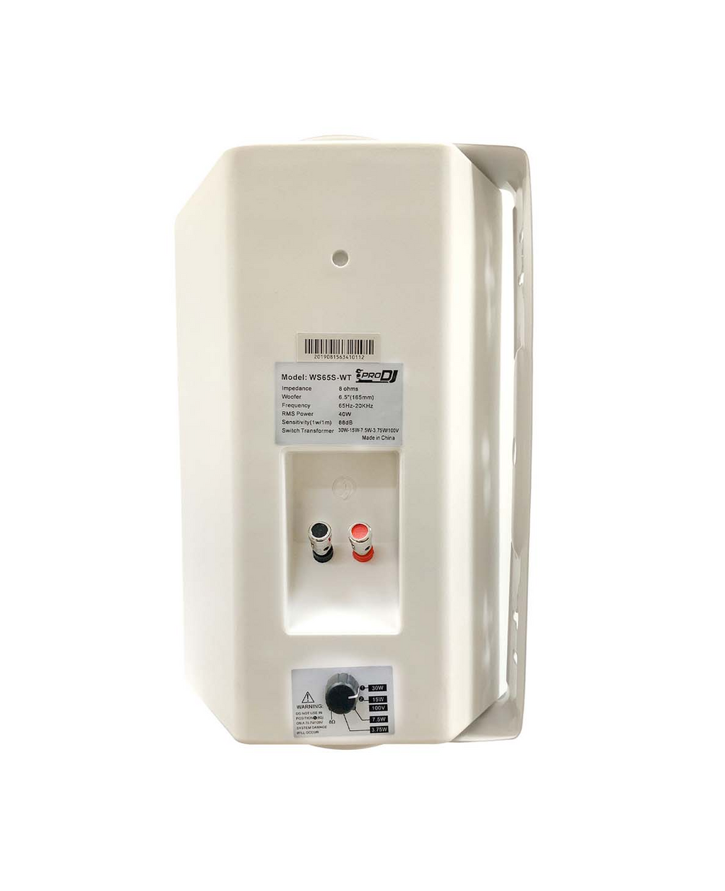 Par de parlantes ambientales de pared Pro DJ WS65S-WT de 6,5 pulgadas en color blanco