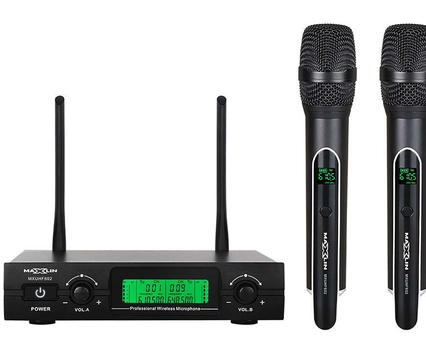 Sistema inalámbrico Maxlin MXUHF602 con dos micrófonos de mano