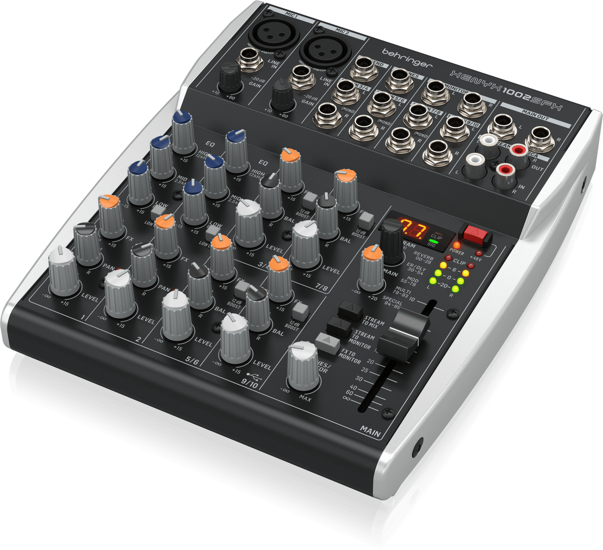 Mezclador analógico Behringer XENYX 1002SFX de 10 entradas con USB