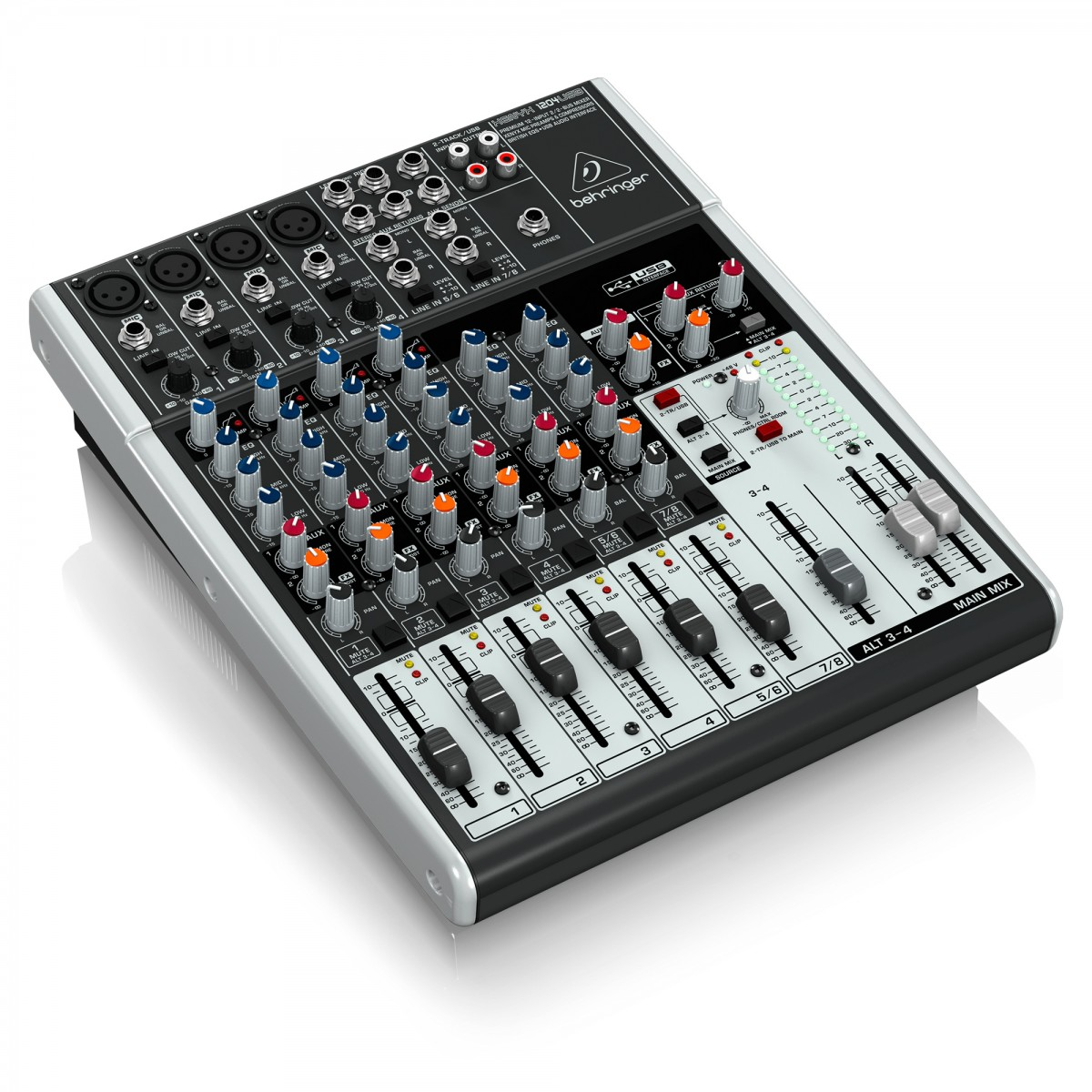 Mezclador análogo Behringer 1204USB de 4 entradas híbridas