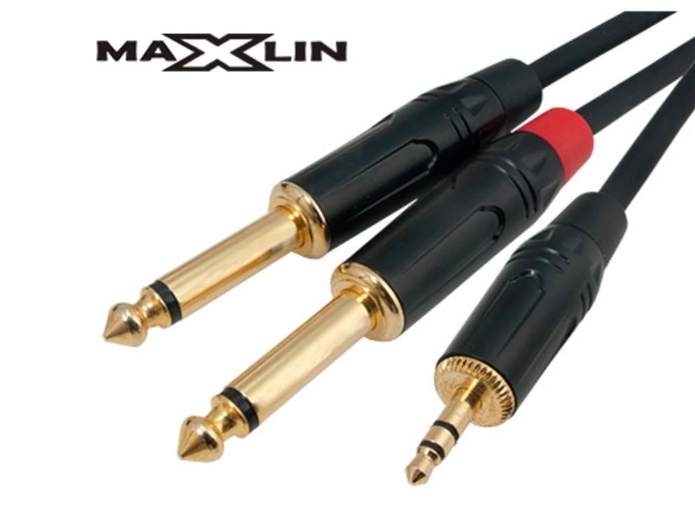 Cable Maxlin MX550L3-6 plug 3,5 mm estéreo a 2 plugs 6,3 mm de 3,6 metros