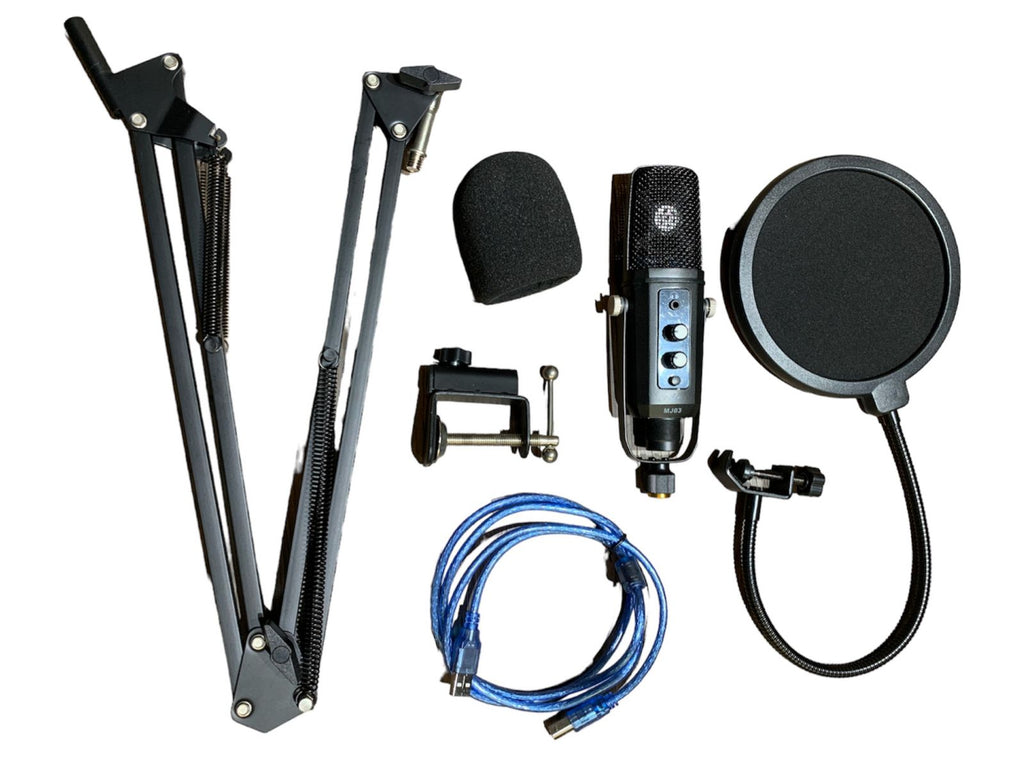 Kit de estudio RXE MJ03 con micrófono USB, antipop y brazo