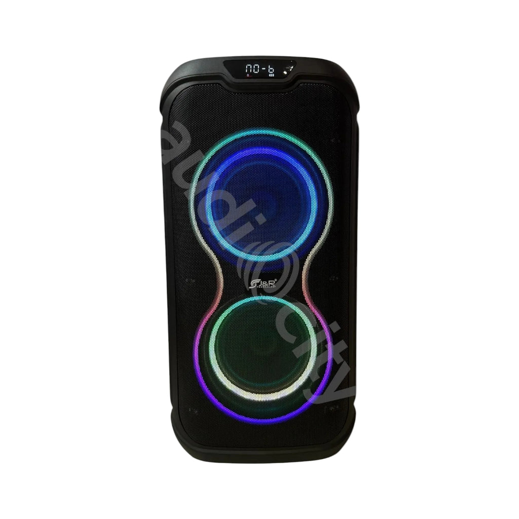Parlante recargable J&R LIGHT FEST J5296 con doble woofer y luces RGB