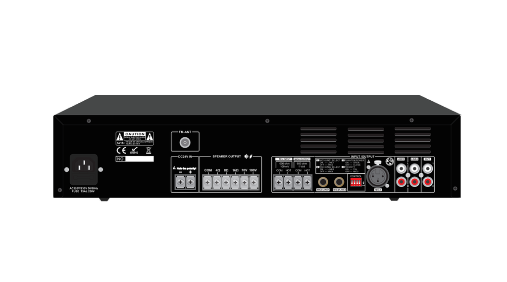Mixer amplificador Dream Sound XMA-240A de 240 W con salida de línea 70 V y 100 V