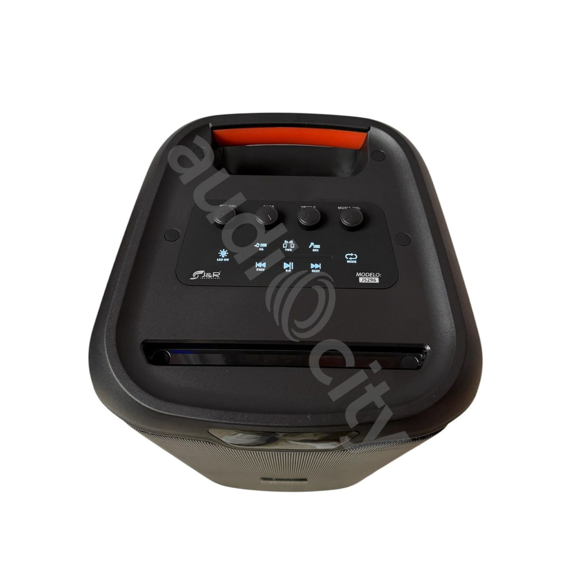 Parlante recargable J&R LIGHT FEST J5296 con doble woofer y luces RGB