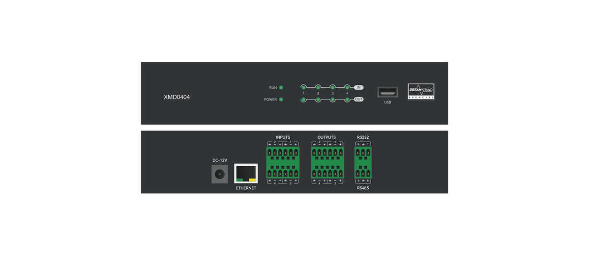 Matriz procesadora de audio DSP Dream Sound XMD-0404 de 4 entradas