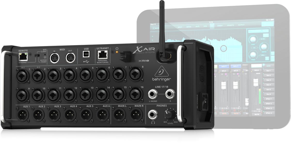 Mezclador digital Behringer XR18 de 18 canales con Wi-Fi