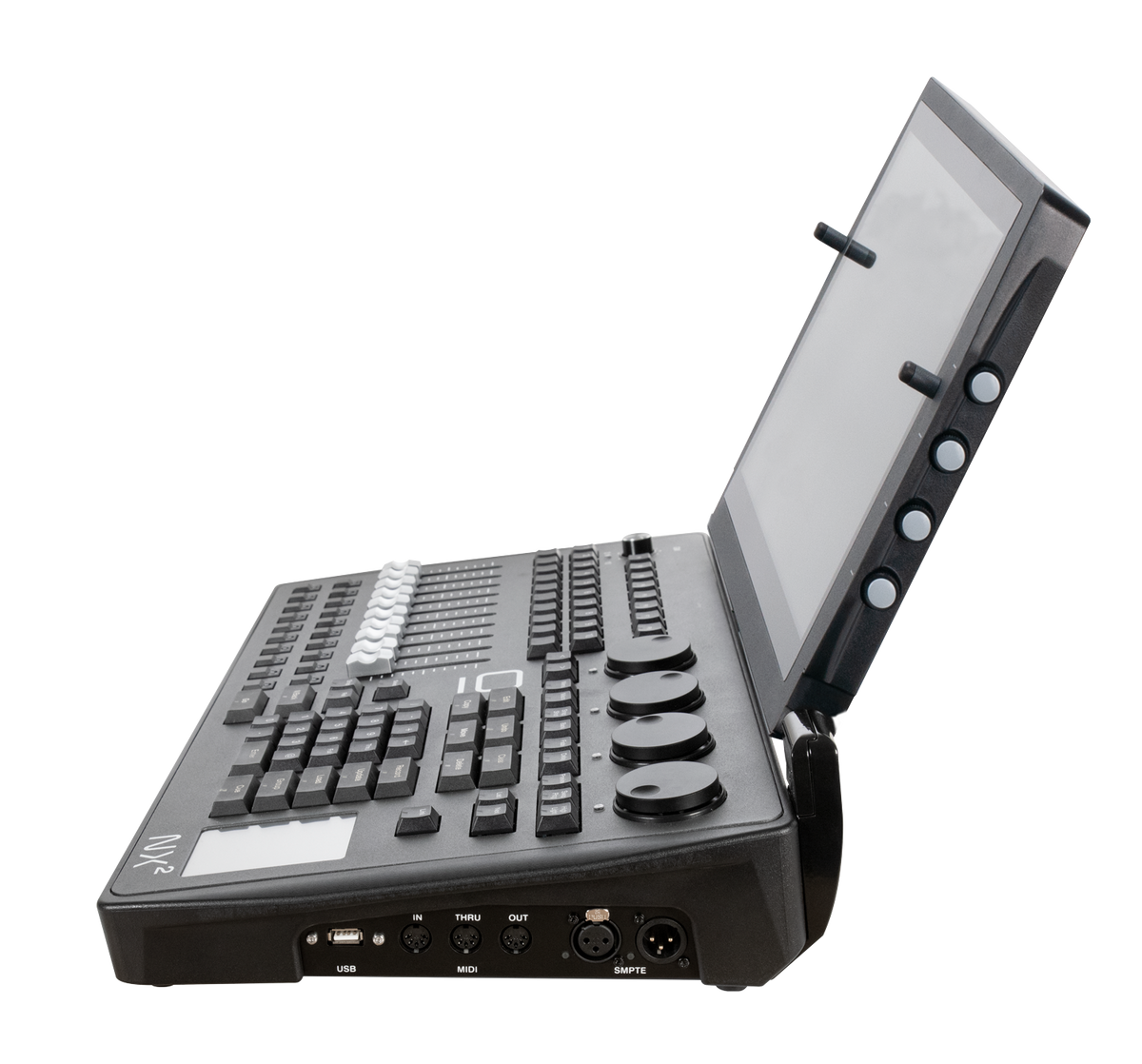 Consola de iluminación Obsidian NX2 con faders y pantalla táctil