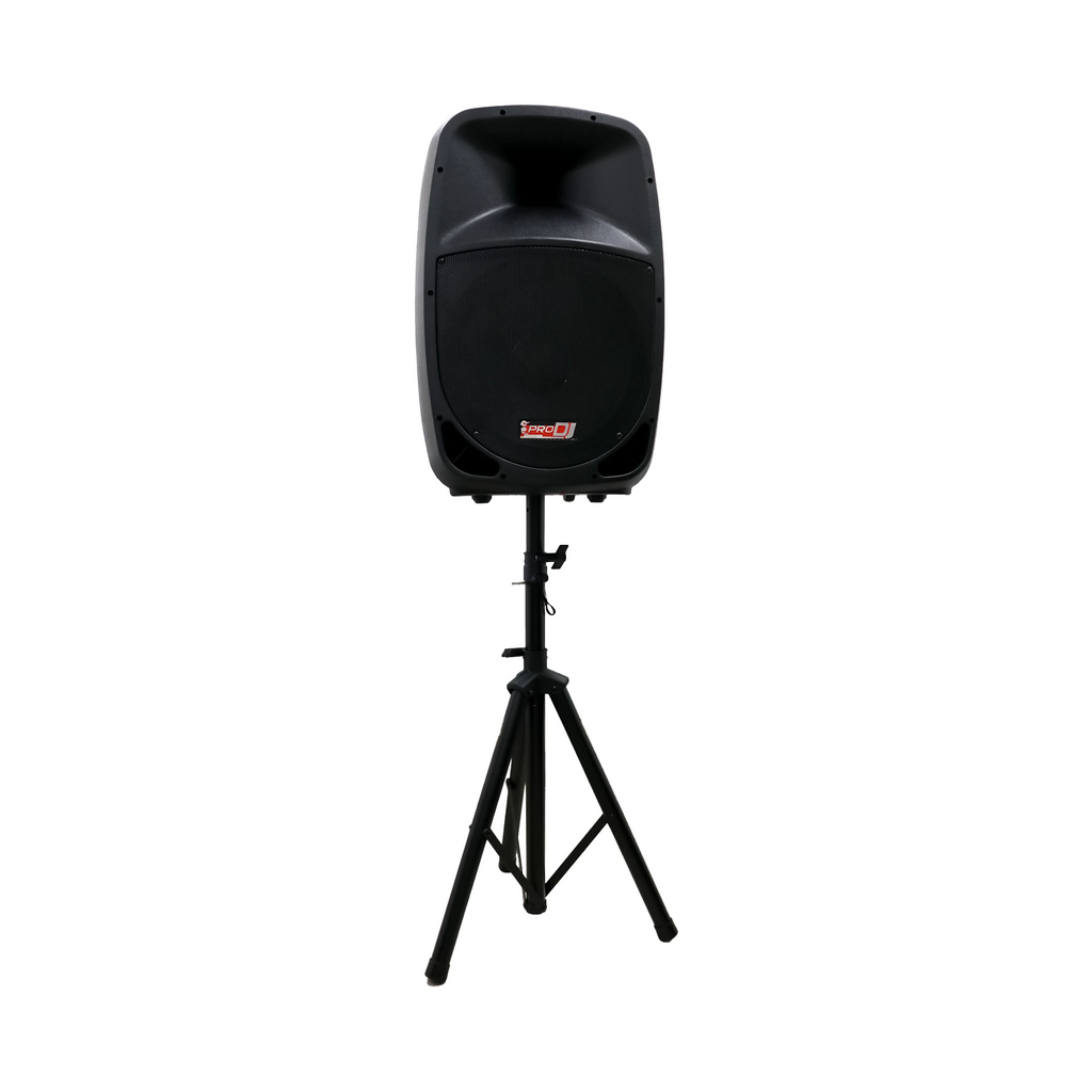 Cabina activa Pro DJ PB15E-MP3-OP SYS de 15 pulgadas con micrófono y trípode