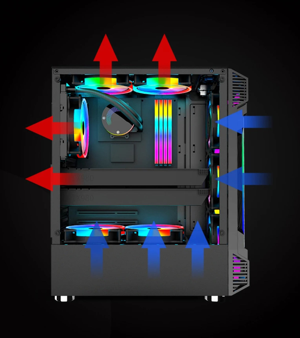 Chasis gamer negro RXE 05 con vidrio templado