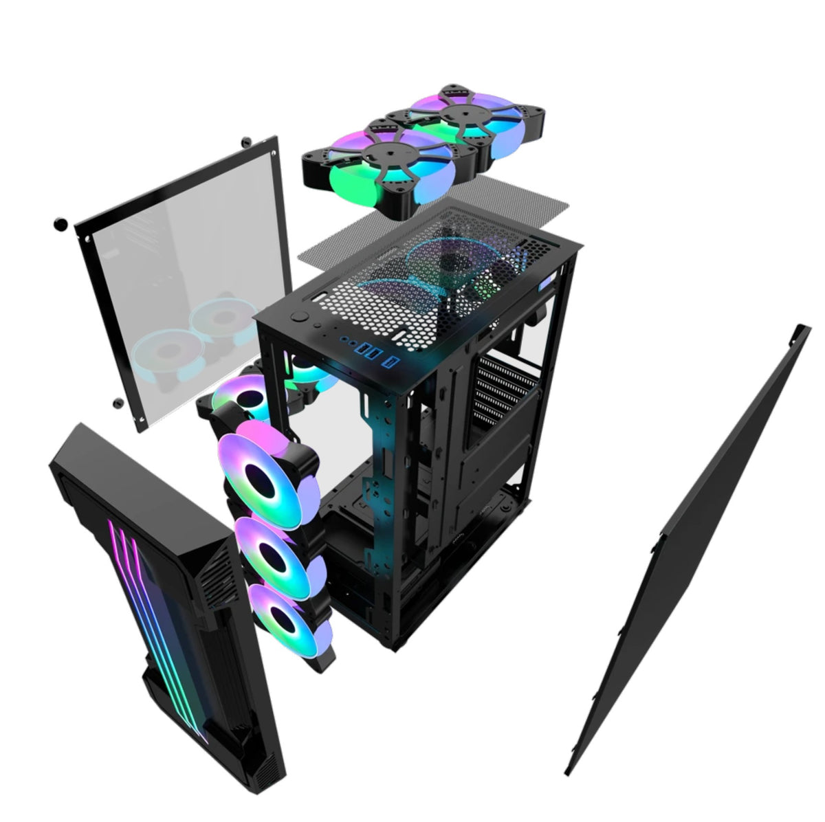 Chasis gamer negro RXE 05 con vidrio templado
