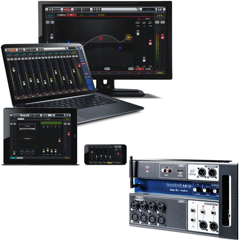 Consola digital Soundcraft Ui12 con control remoto por WiFi