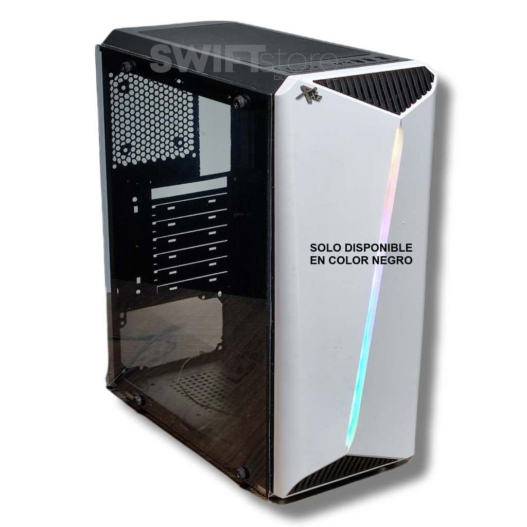 Chasis gamer RXE 03 negro con panel lateral de vidrio