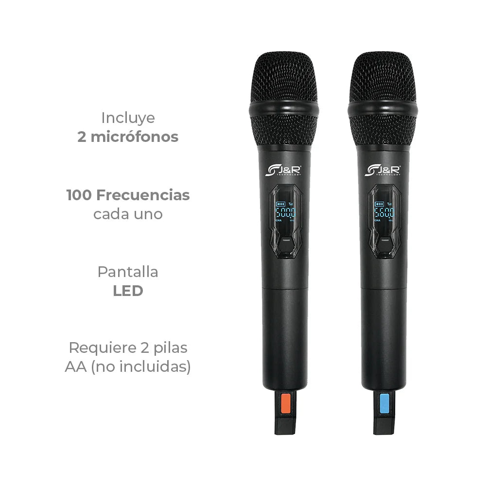Sistema de micrófonos inalámbricos UHF J&R MCJR-010 con receptor y dos micrófonos