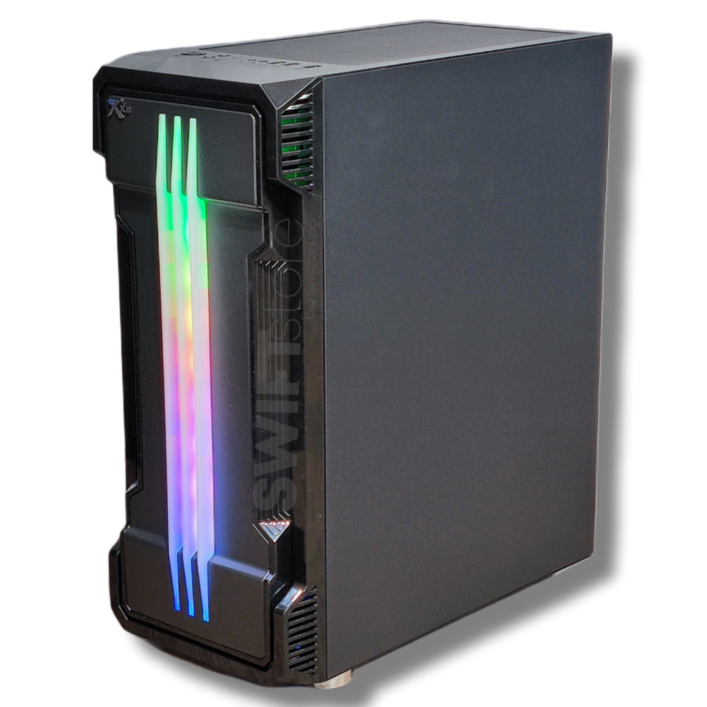 Chasis gamer negro RXE 05 con vidrio templado