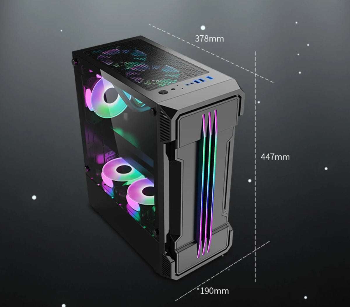 Case gamer RXE 05 FB negro con panel lateral de vidrio templado