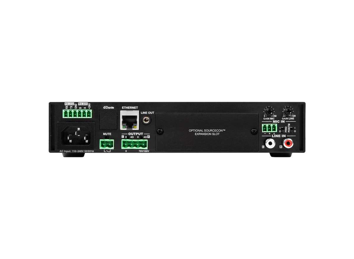 Amplificador compacto Audac MFA216 de 2 x 80 W clase D para instalación