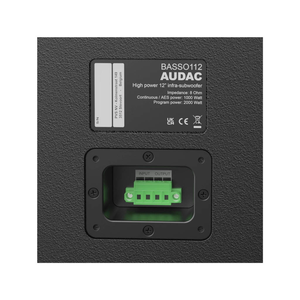 Audac BASSO112/B Infra subwoofer 12" 1000 W RMS AeroVent