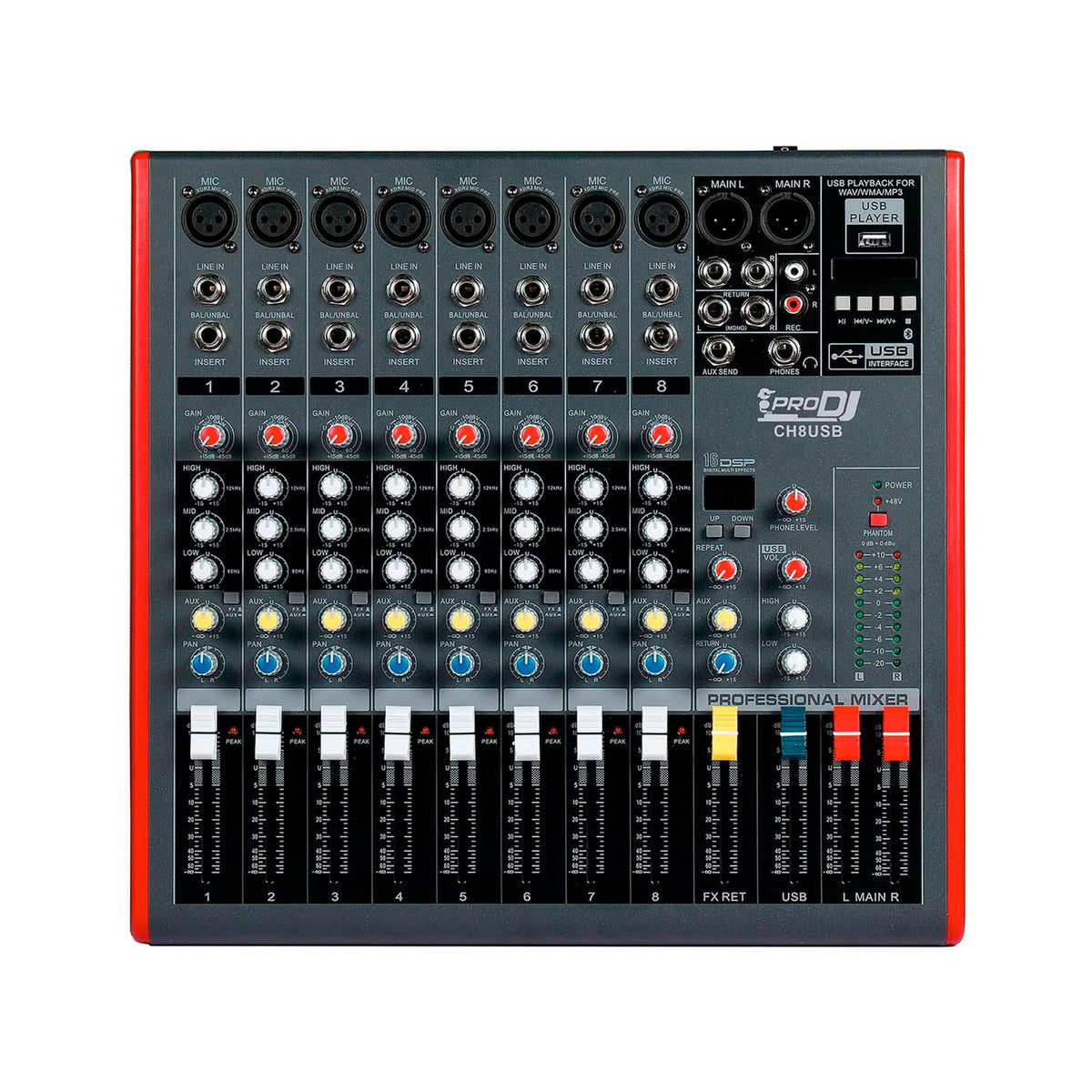 Pro DJ CH8 USB Mezclador análogo 8 canales Bluetooth