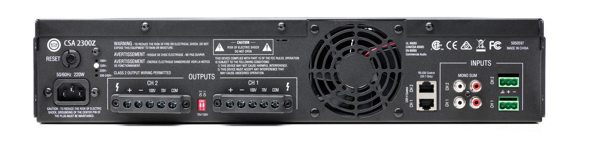 JBL CSA2300 Amplificador de línea 70V/100V 2 canales 300 W