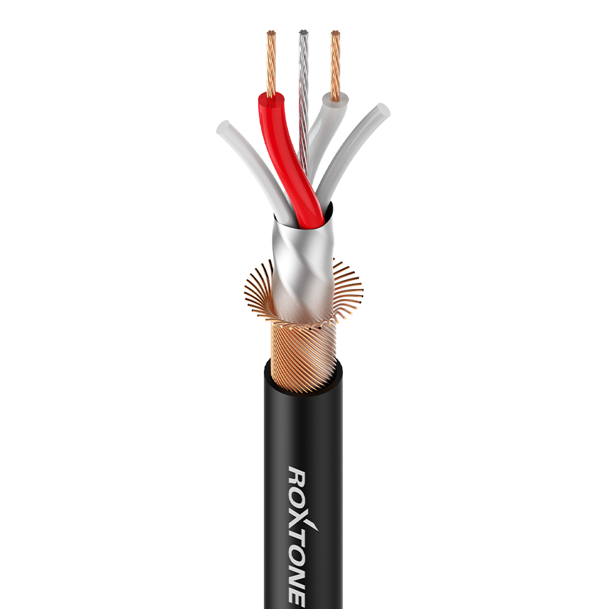 Roxtone DMX001 Cable DMX y AES/EBU 24AWG negro rollo 100 m
