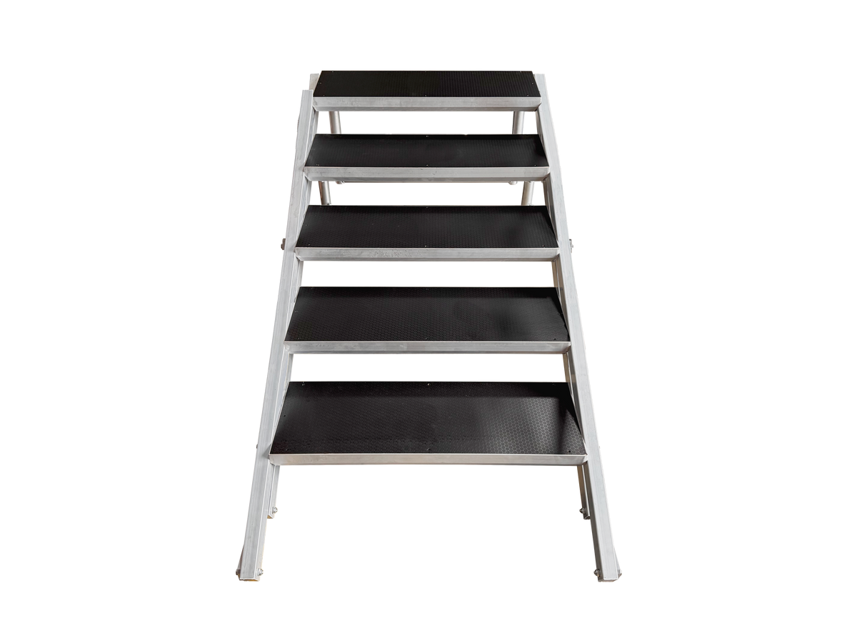 Vento Escalera con pasamanos en aluminio para tarima