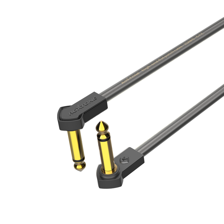 Roxtone FPJJ230L0.1 Cable interpedal plano TS 6.3 mm punta dorada 10 cm