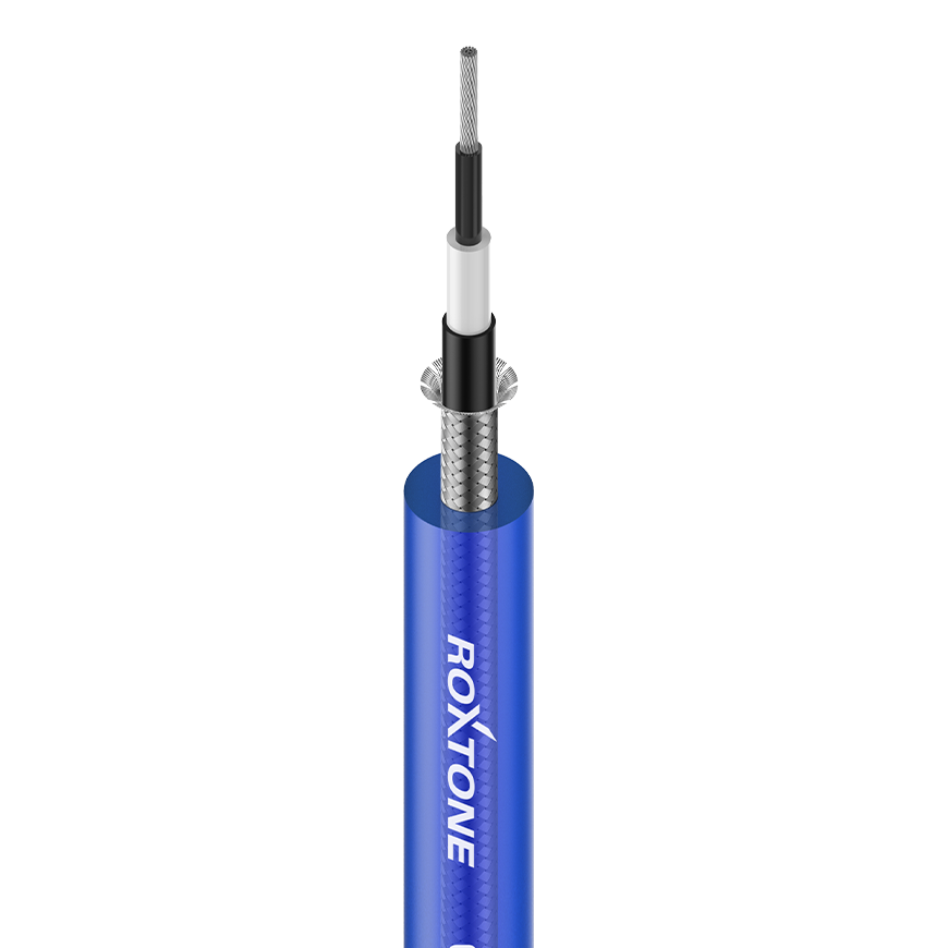 Roxtone GC060 Cable para instrumento 24AWG azul transparente mate rollo 100 m