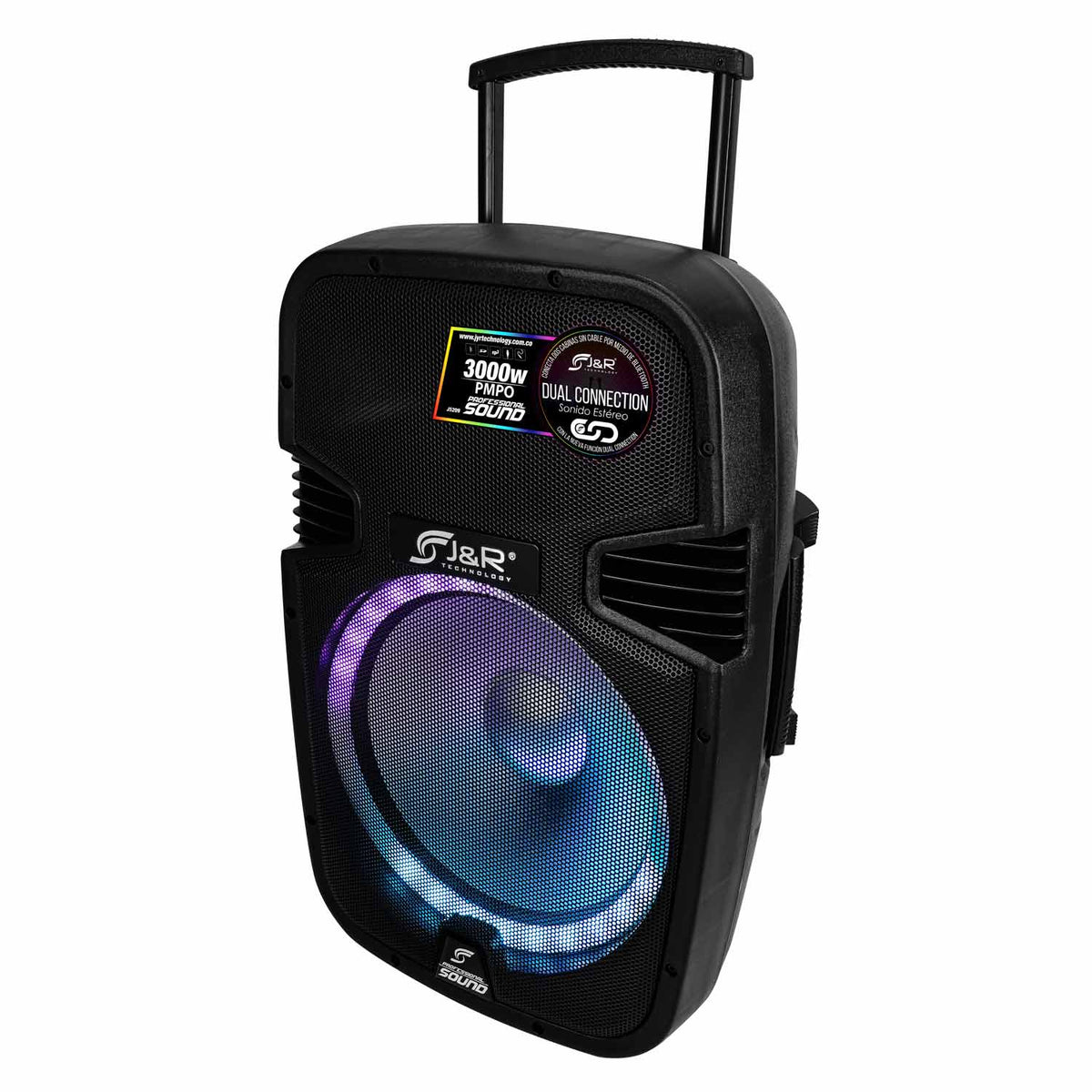 J&R J5209 Cabina activa 15" con luces RGB, pantalla LCD y Bluetooth
