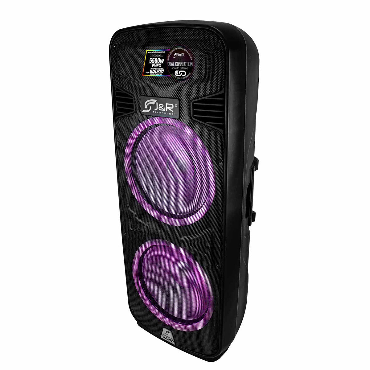 J&R J5246 Cabina activa doble 15" con luces RGB, ruedas y Bluetooth