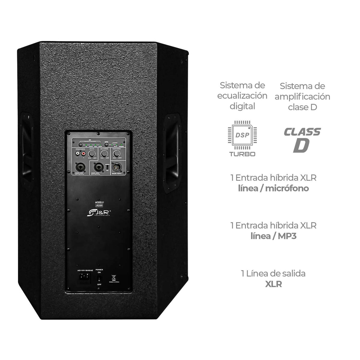 J&R J5255 Wooden X Cabina activa 15" 500 W clase D biamplificada