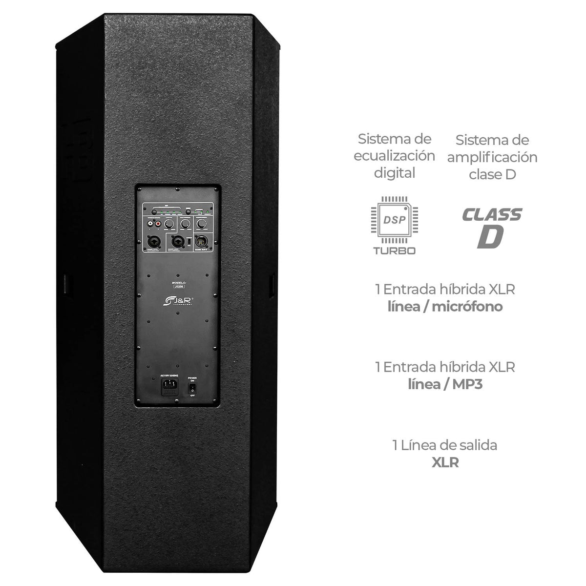 J&R J5256 Wooden X Cabina activa doble 15" 800 W clase D biamplificada