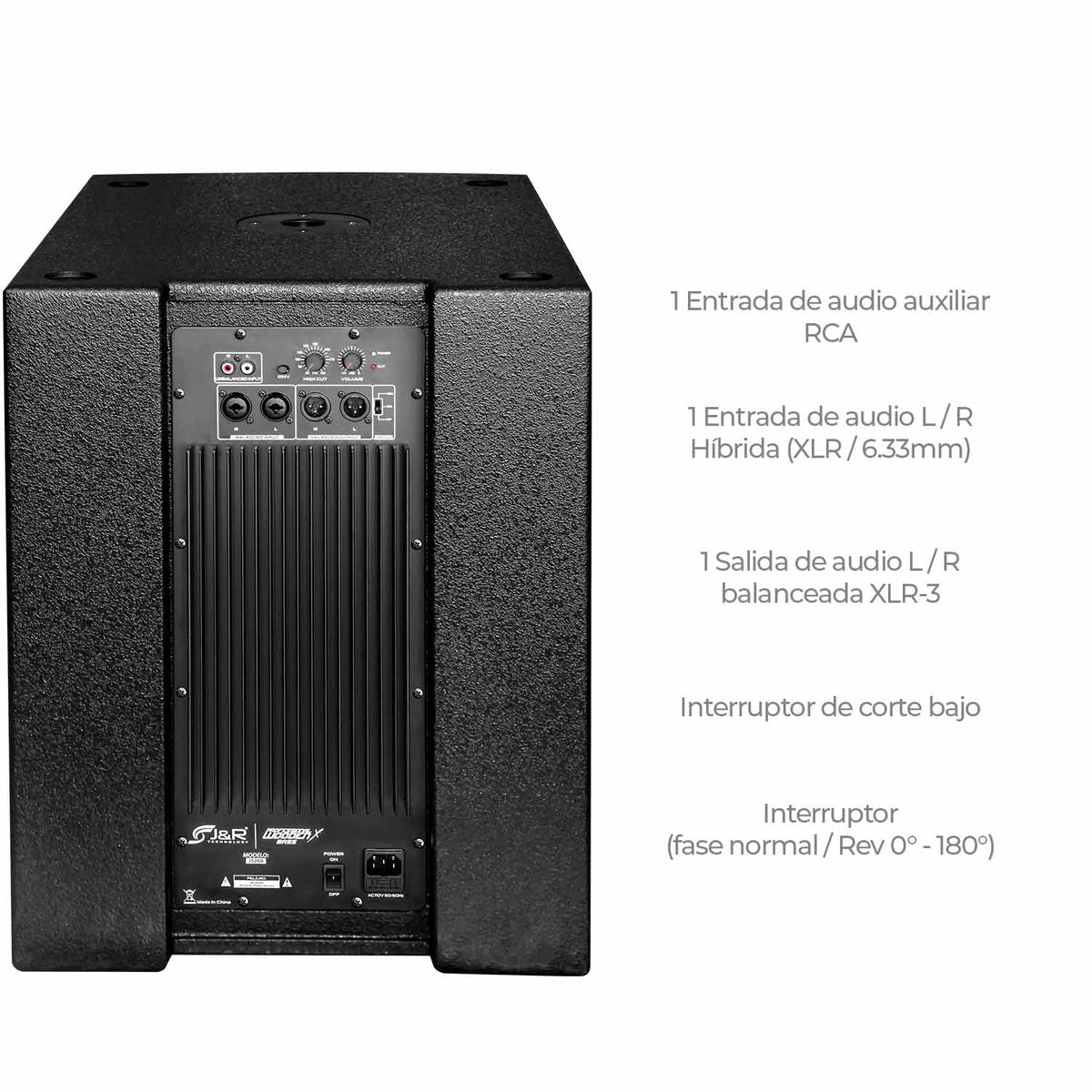 J&R J5260 Wooden X Subwoofer activo 15" 1800 W clase AB