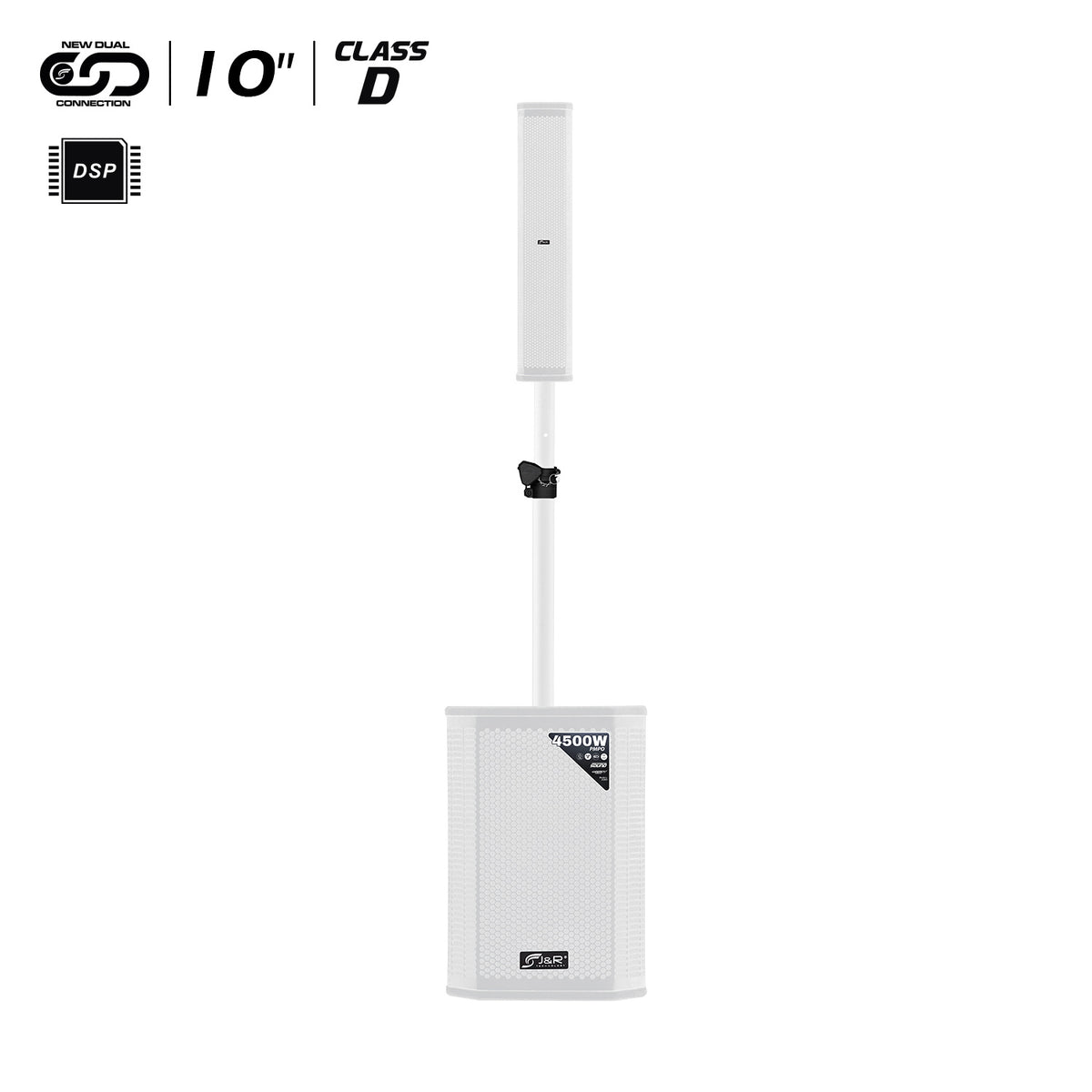 J&R J5263 Wooden X Array activo 10" 350 W blanco con DSP Turbo