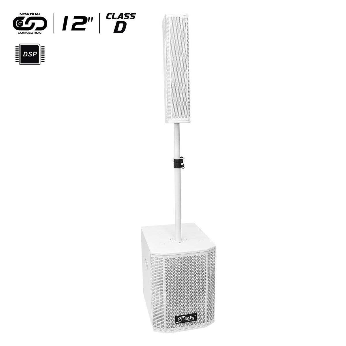 J&R J5264 Wooden X Array activo 12" 500 W blanco con DSP Turbo