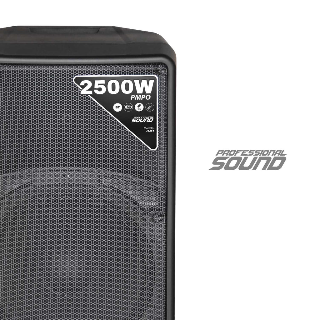 J&R J5268 Cabina activa 12" con Bluetooth 5.0, panel MP3 y control remoto