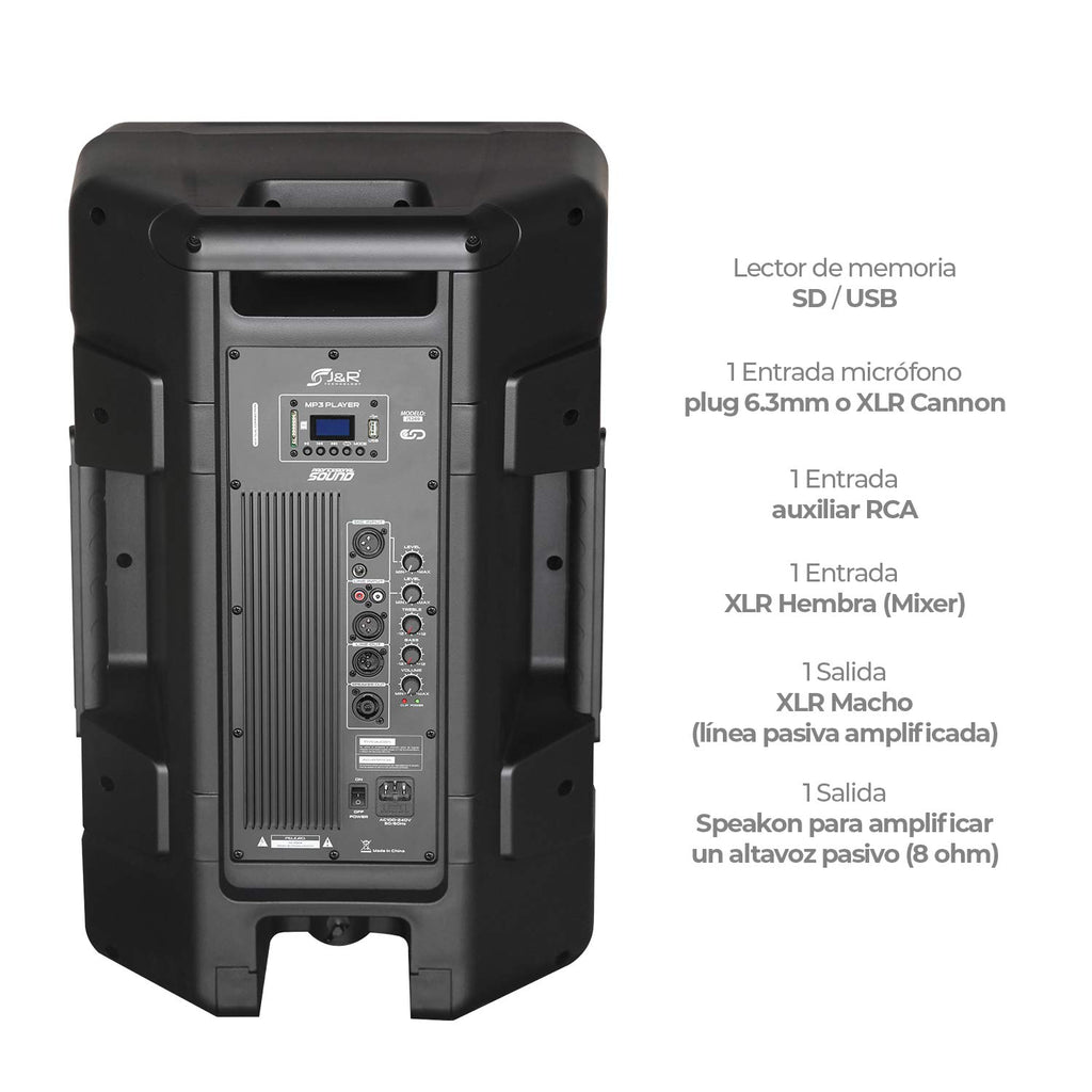 J&R J5269 Cabina activa 15" con trípode, Bluetooth 5.0 y control remoto