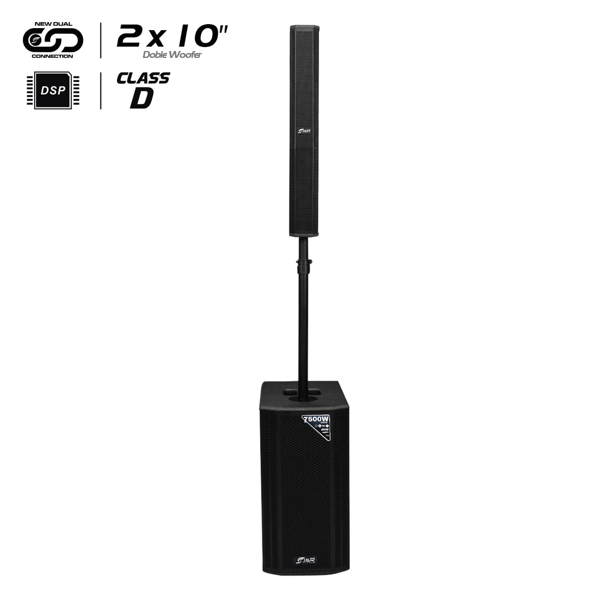 J&R J5300 Sistema array activo 2 x 10" 550 W con DSP Turbo y Bluetooth