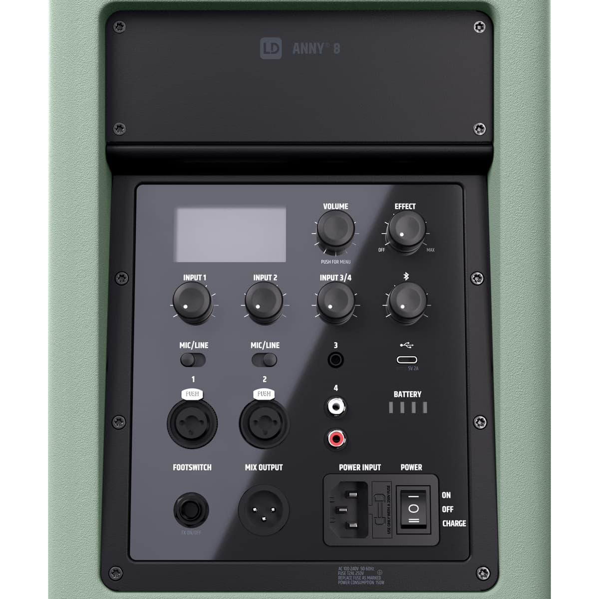 LD Systems ANNY 8 GN Parlante recargable Bluetooth verde mezclador