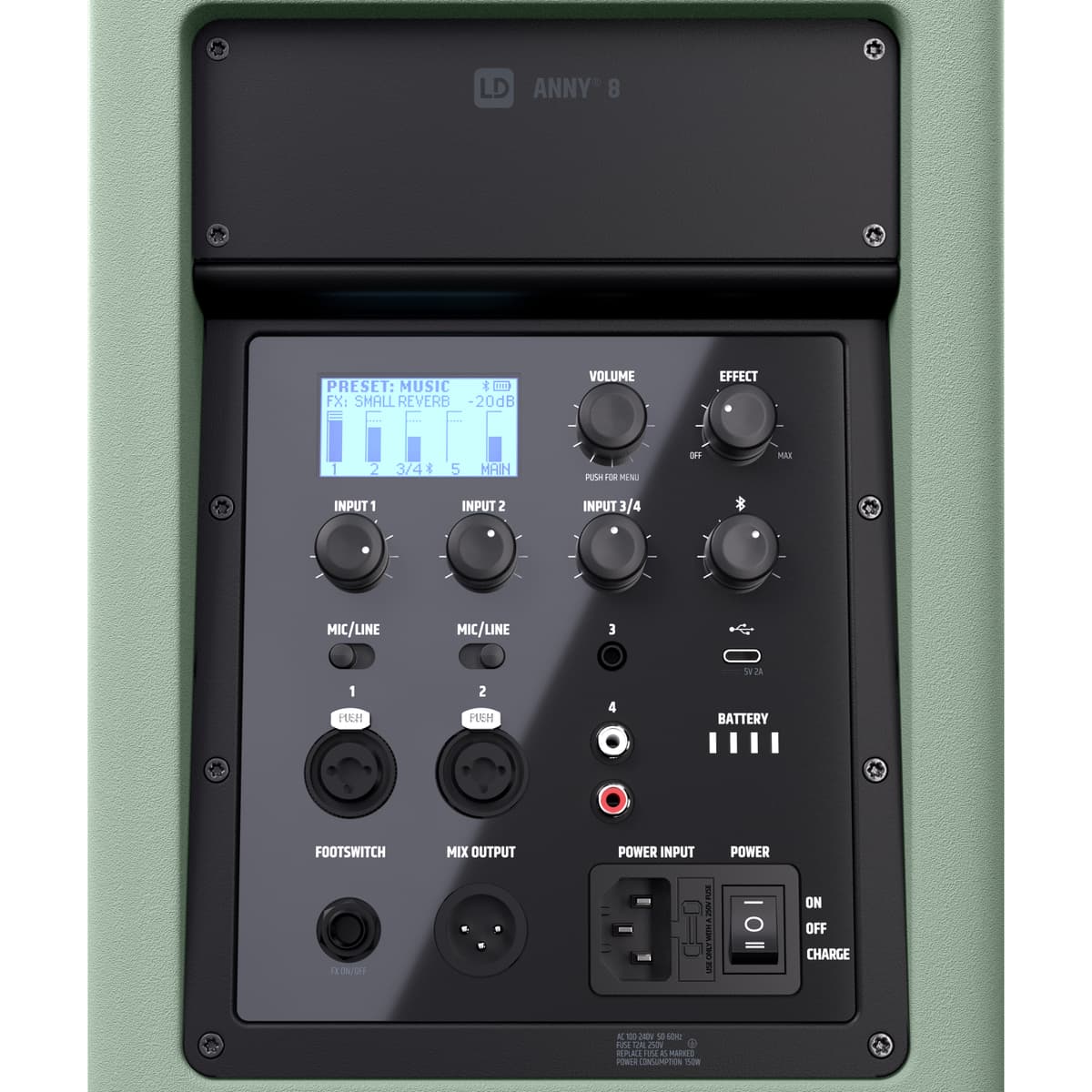 LD Systems ANNY 8 GN Parlante recargable Bluetooth verde mezclador
