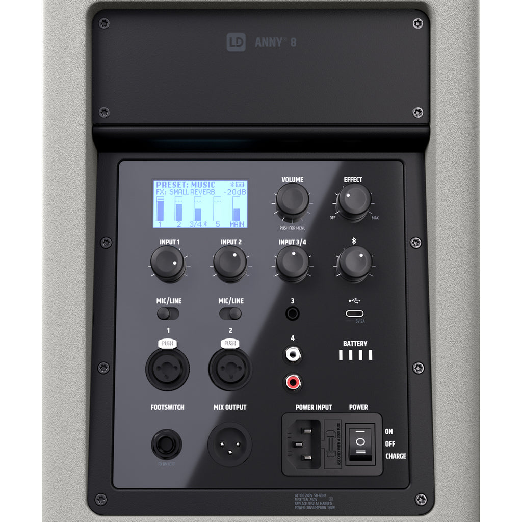 LD Systems ANNY 8 G Parlante recargable Bluetooth gris con mezclador