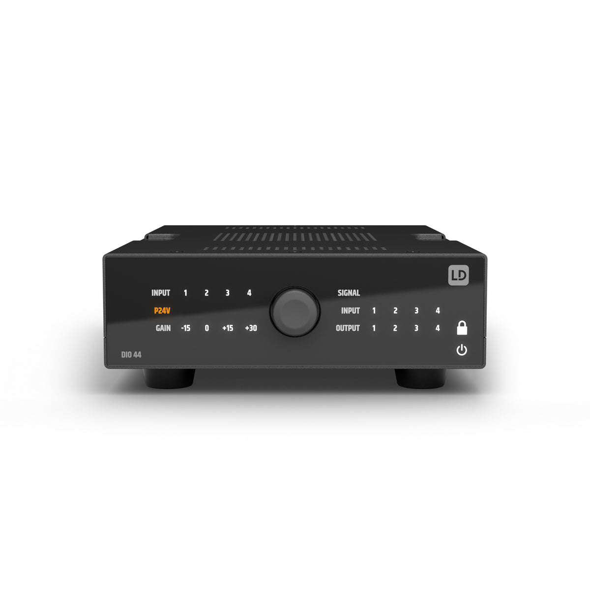 LD Systems DIO 44 Interfaz Dante de 4 entradas y 4 salidas con Phantom 24V