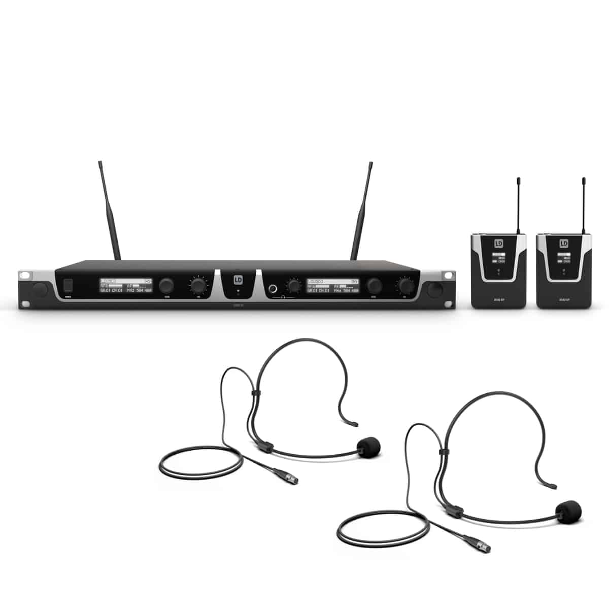 LD Systems U505 BPH 2 Sistema inalámbrico dual UHF con 2 petacas y diademas 584-608 MHz