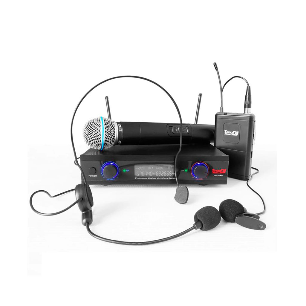 Pro DJ UHF-32MHL Kit micrófono inalámbrico mano y diadema
