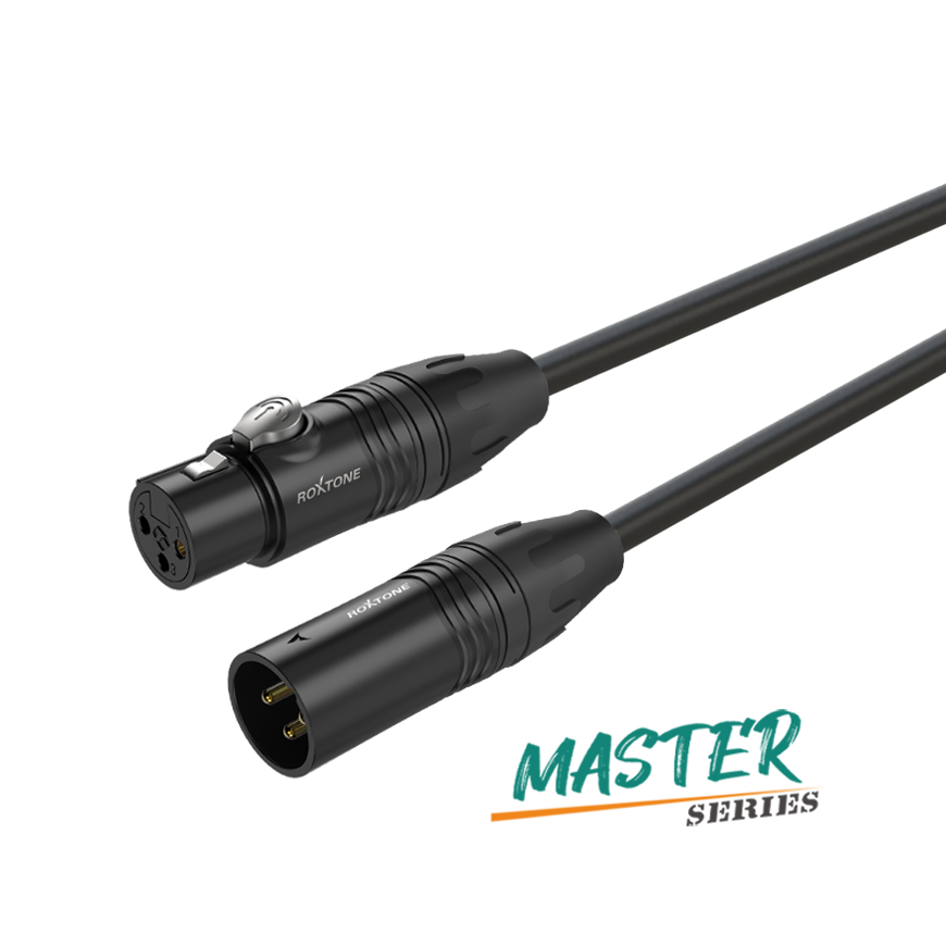 Roxtone MMXX200L1 Cable para micrófono profesional balanceado XLR hembra a XLR macho 3 polos 1 m