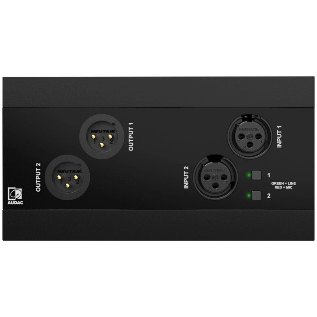 Audac NWP222/B Panel de red Dante 2 XLR con phantom