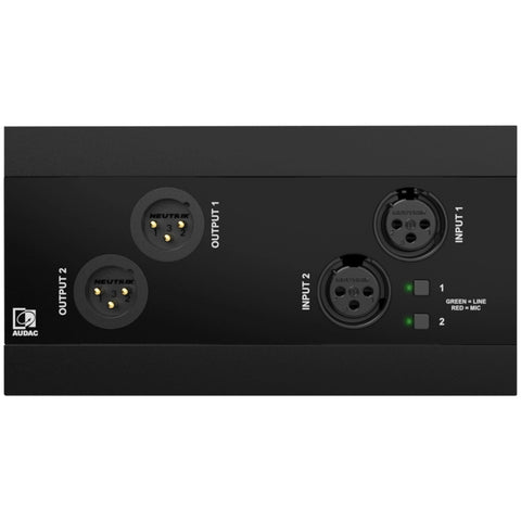 Audac NWP222/B Panel de red Dante 2 XLR con phantom