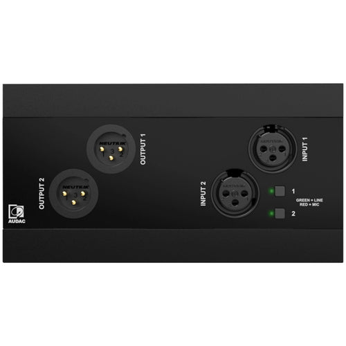 Audac NWP222/B Panel de red Dante 2 XLR con phantom